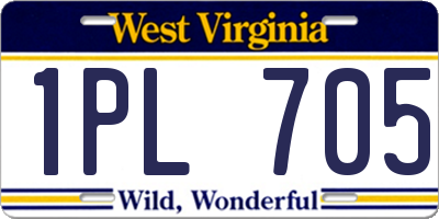 WV license plate 1PL705