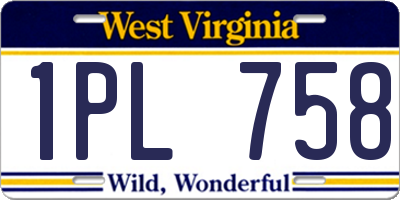 WV license plate 1PL758