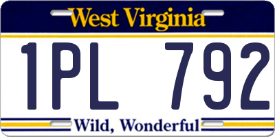 WV license plate 1PL792