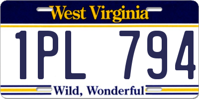 WV license plate 1PL794