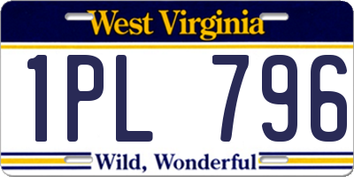 WV license plate 1PL796
