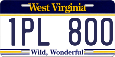 WV license plate 1PL800