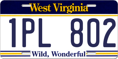 WV license plate 1PL802
