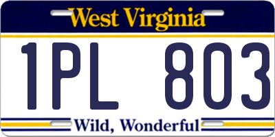 WV license plate 1PL803