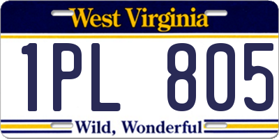 WV license plate 1PL805