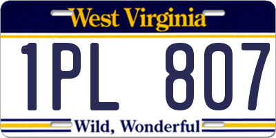 WV license plate 1PL807