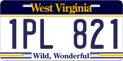 WV license plate 1PL821