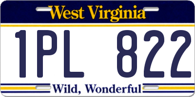 WV license plate 1PL822