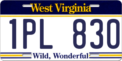 WV license plate 1PL830