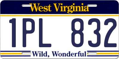 WV license plate 1PL832
