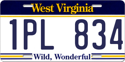 WV license plate 1PL834