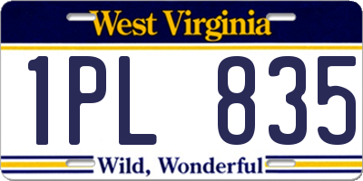 WV license plate 1PL835