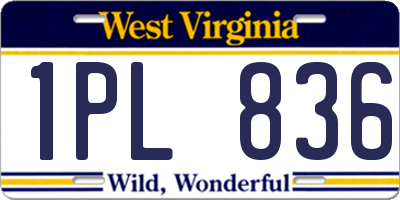 WV license plate 1PL836