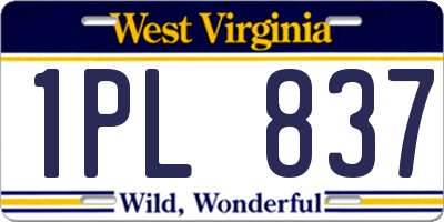 WV license plate 1PL837