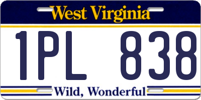 WV license plate 1PL838