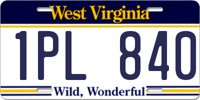WV license plate 1PL840