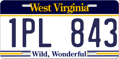 WV license plate 1PL843