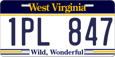 WV license plate 1PL847