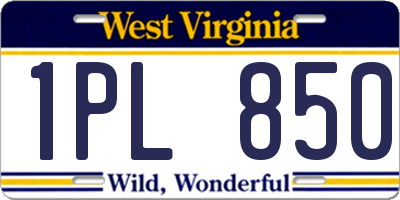 WV license plate 1PL850