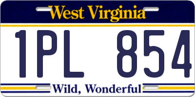 WV license plate 1PL854