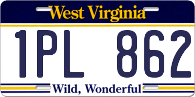 WV license plate 1PL862