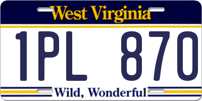 WV license plate 1PL870