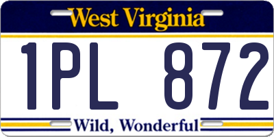 WV license plate 1PL872