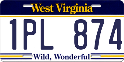 WV license plate 1PL874