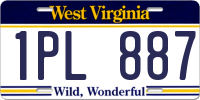 WV license plate 1PL887