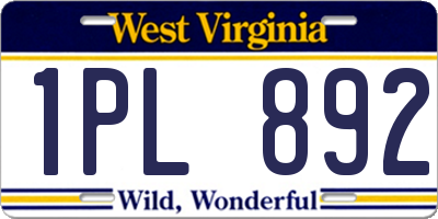 WV license plate 1PL892