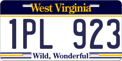 WV license plate 1PL923