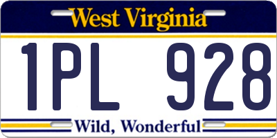 WV license plate 1PL928