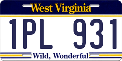 WV license plate 1PL931