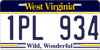 WV license plate 1PL934