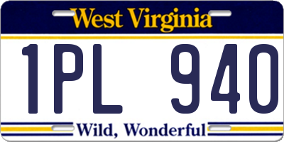 WV license plate 1PL940