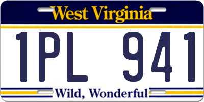 WV license plate 1PL941