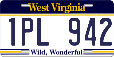 WV license plate 1PL942