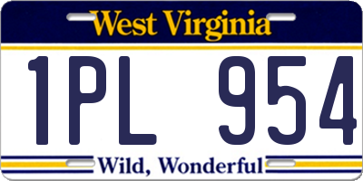 WV license plate 1PL954