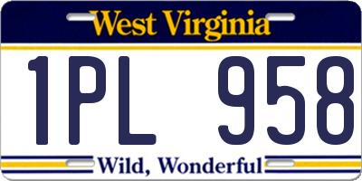 WV license plate 1PL958