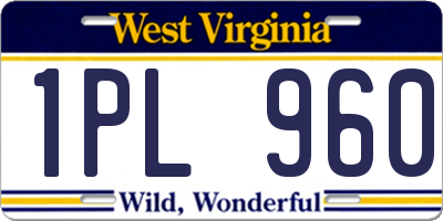 WV license plate 1PL960