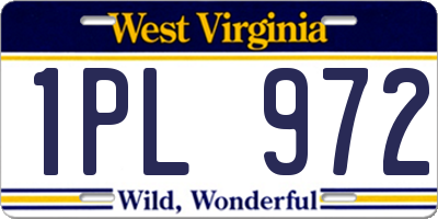 WV license plate 1PL972