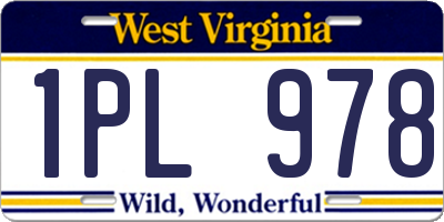 WV license plate 1PL978