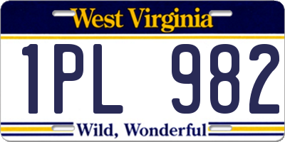WV license plate 1PL982