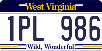 WV license plate 1PL986