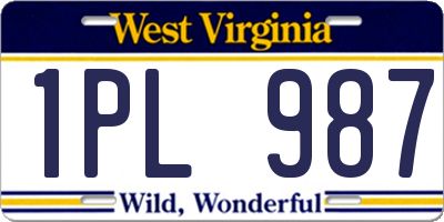 WV license plate 1PL987