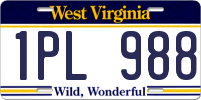 WV license plate 1PL988