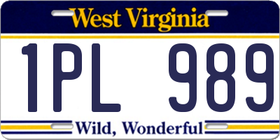WV license plate 1PL989