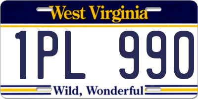 WV license plate 1PL990