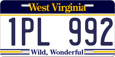 WV license plate 1PL992