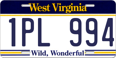 WV license plate 1PL994